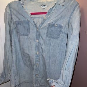 Denim button up top